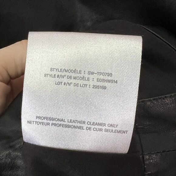 Helmut Lang Black Genuine Leather Long Sleeve V-Neck Top - Picture 9 of 9